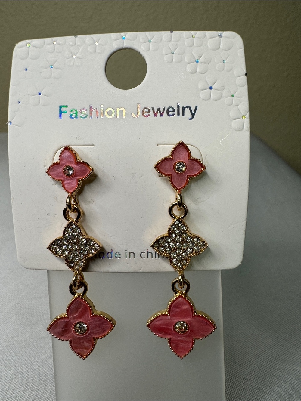 Pink Floral Drop Earrings - Fashion Jewelry